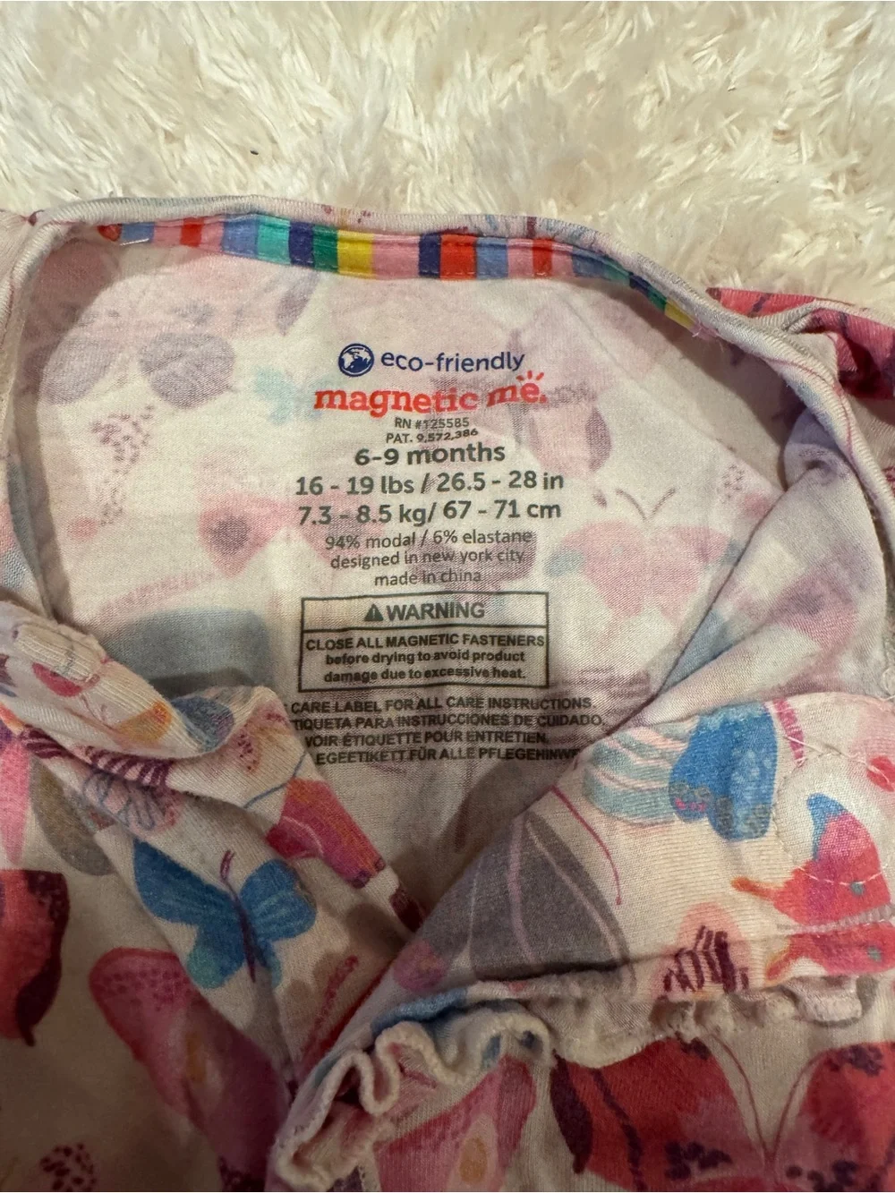 Magnetic Me Footie - Butterfly Print Pink